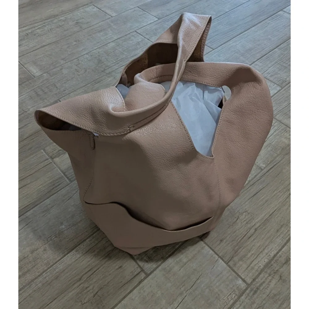 Clarks Pink Pebbled Leather Hobo Bag Slouchy Tote with Removable Pouch 26134275